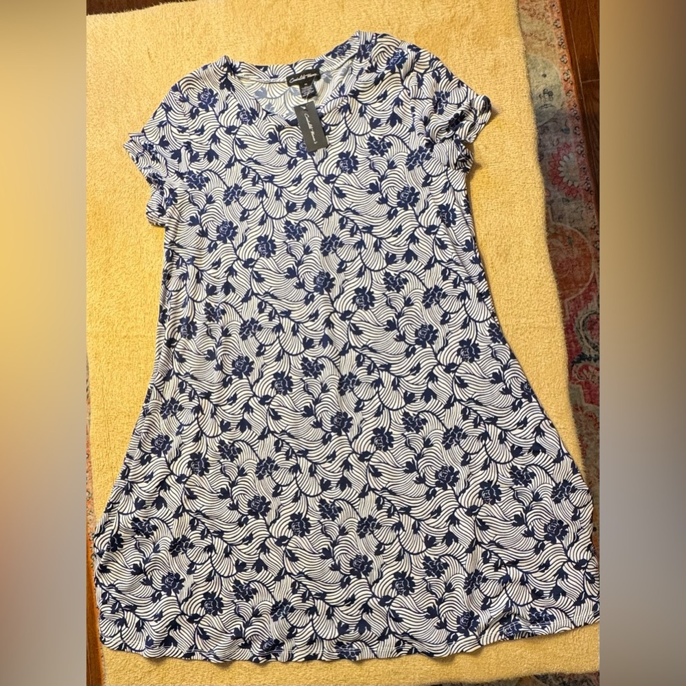 Floral Navy and White Mini Dress